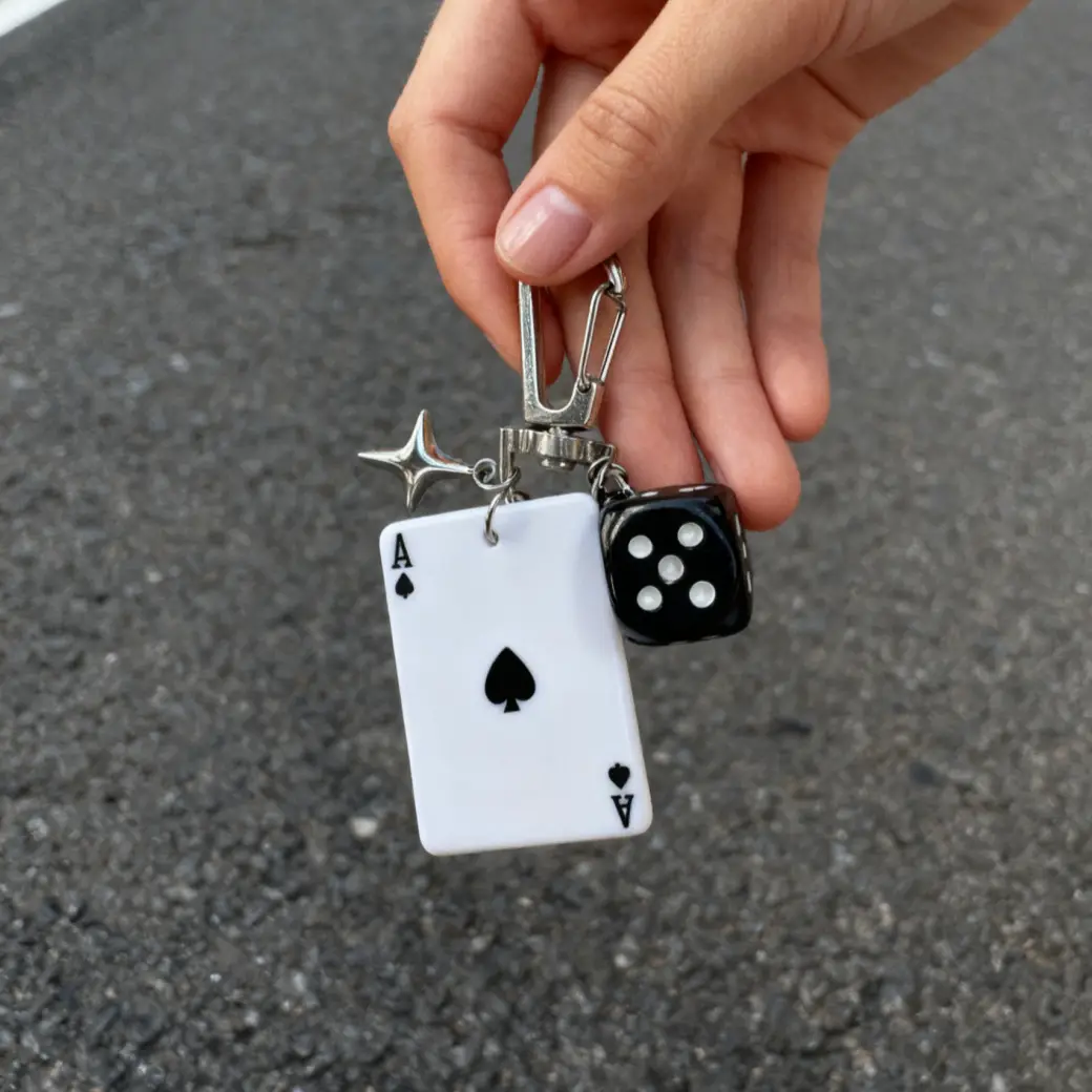 European and American Cross-Border Hot-Selling Poker Dice Multi-Element Bag Pendant Keychain Personalized Trendy DIY Pendant