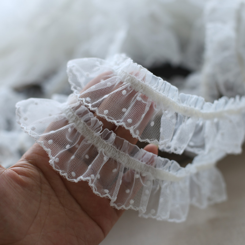 5cm wide elastic dog tooth flower edge flocking wave dot lace accessories garment belt elastic socks mouth decoration