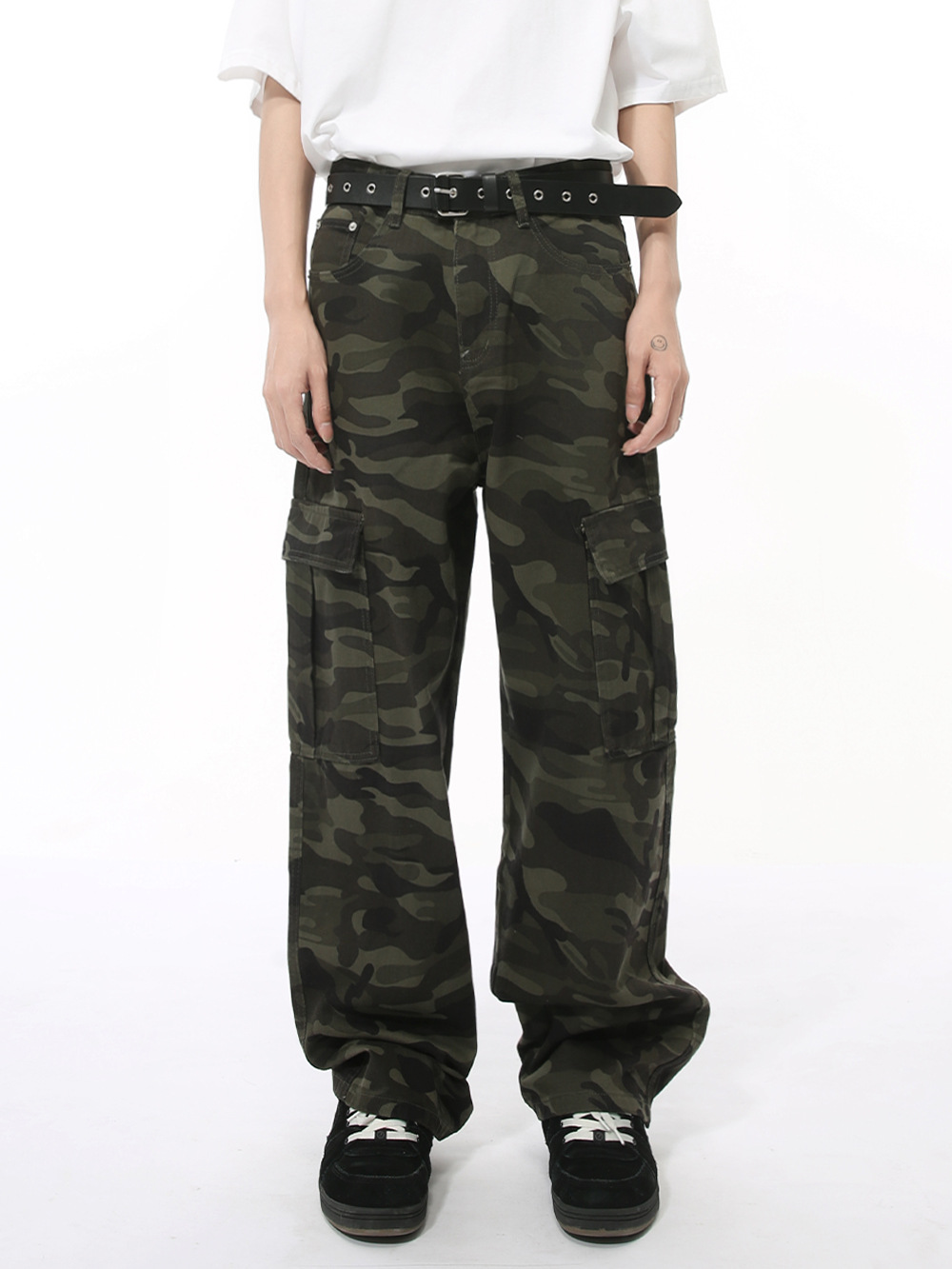 MTLCLOTHES Men's | High Street cleanfit Camouflage Large Pocket Tooling Washed Jeans Straight Casual