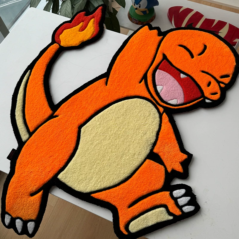 UNWELCOME\u0026MATS Pok é mon Charmander Handmade Plucking Tufting Carpet Gift