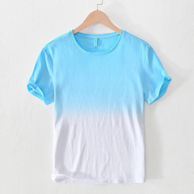 T26036 new summer breathable bottoming T-shirt men's personality gradient short sleeve T-shirt men's a generation of hair