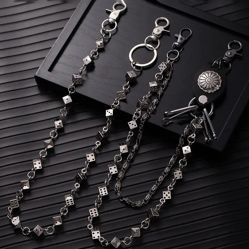 European and American Dark Punk Style Dice Skull Head Waist Chain Bracelet Necklace Jeans Trendy Cool Personality Hip Hop Accessories