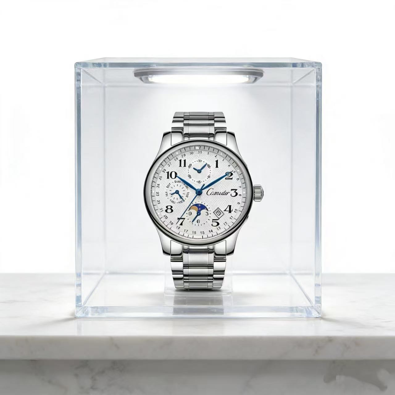 Fully Automatic Hollow-Out Imitation Mechanical Watch for Men, Men's Watch with Luminous Waterproof Calendar, Business Digital Steel Band Wristwatch, New Product