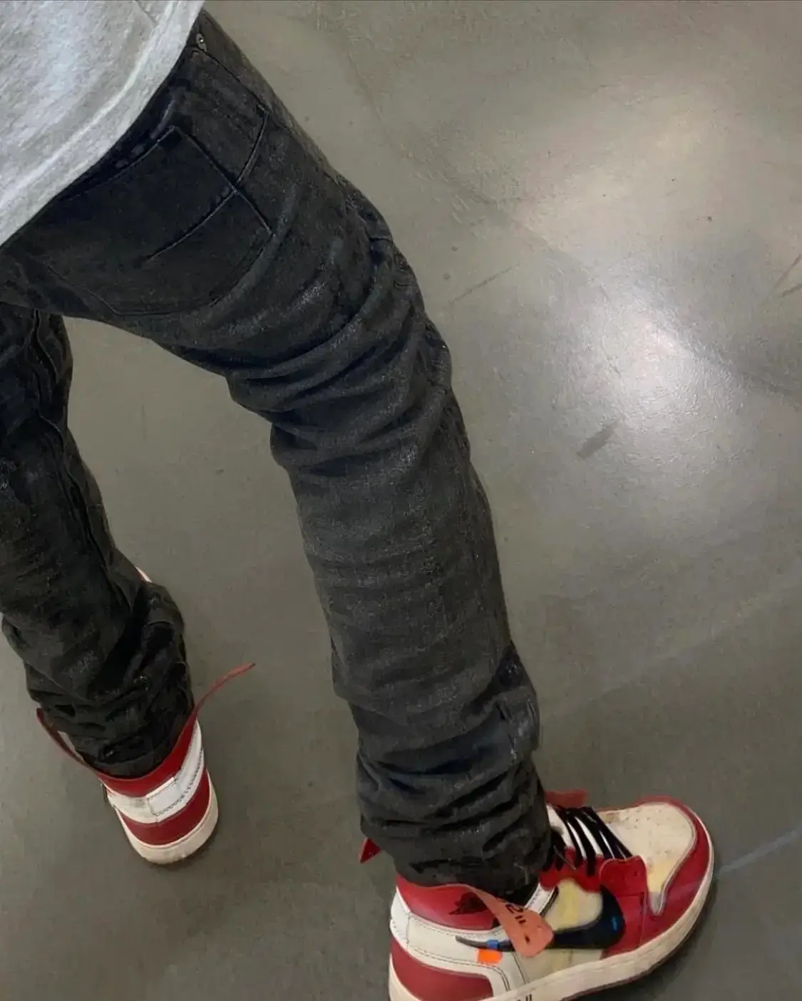 Independent Cl03 Ghost Claw Black Rubber Washed Black Cow Eagle Slim Straight Whisker Jeans High Street Pants ins