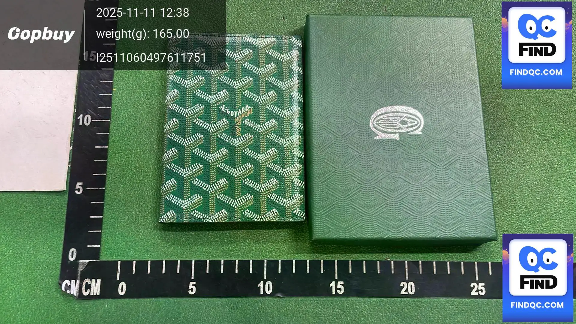 Goyard passport holder green