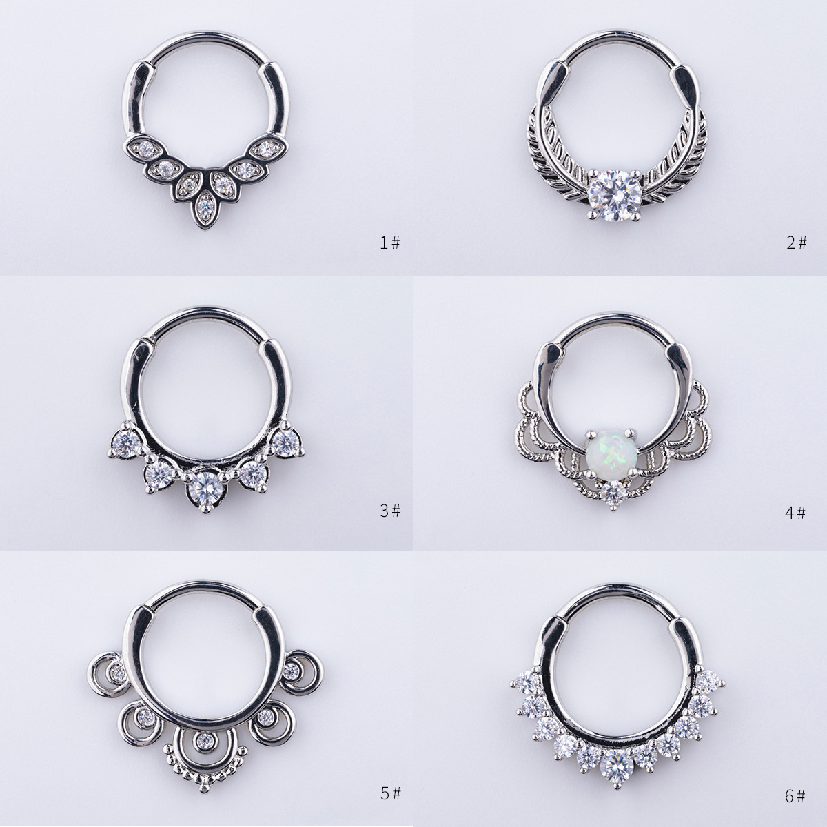 Copper gold-plated color-preserving micro-inlaid zircon nose ring opening adjustable flower-shaped stone nose ring Amazon cross-border wholesale
