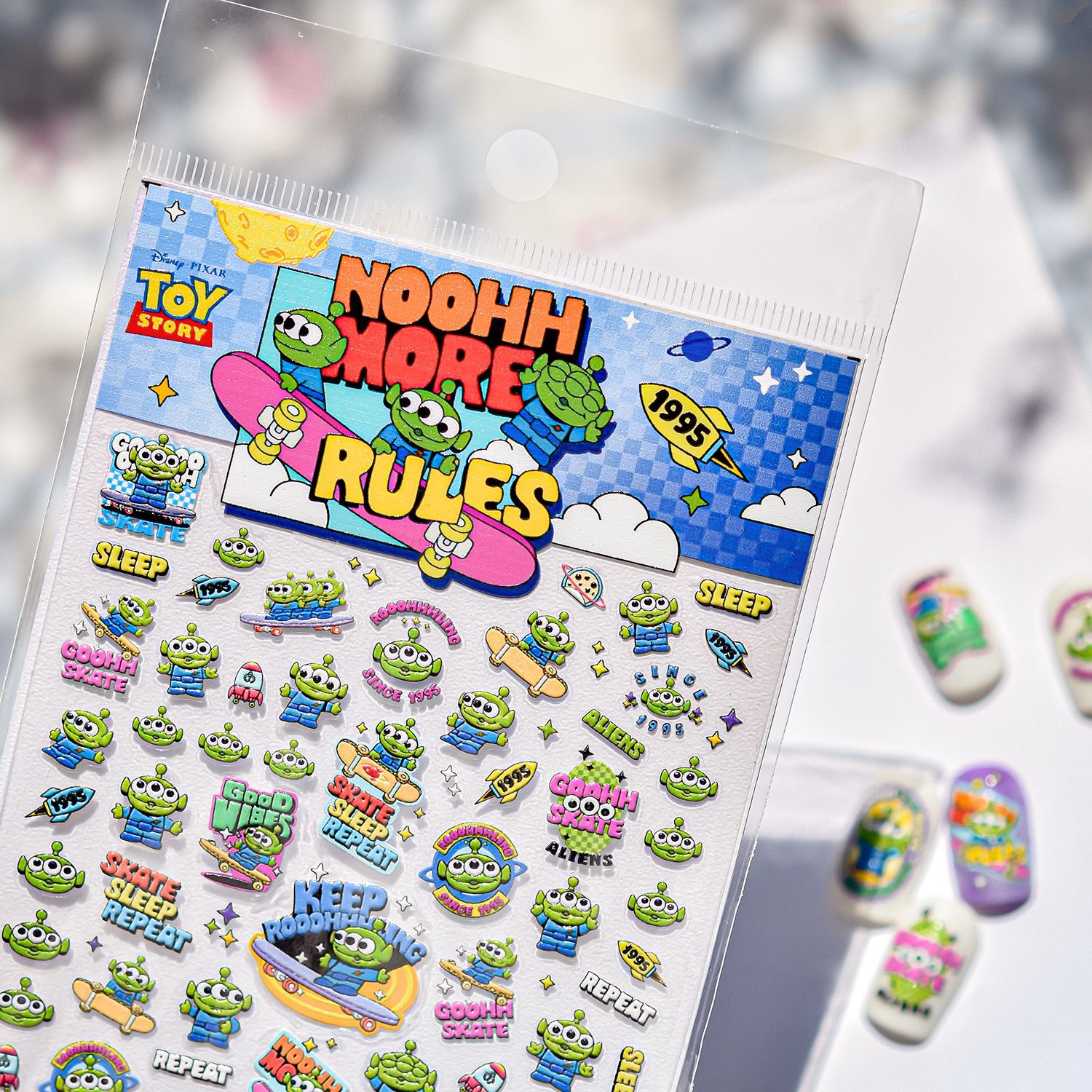 Disney & Tomoni Embossed Nail Art Stickers Ins Genuine Joint Cute Style Creative Stationery Stickers Three-Eyed Boy