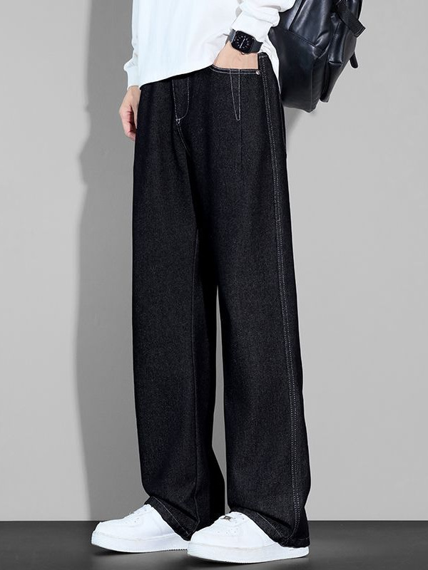 Shanggu Men's Clothing | Xintang Jeans, All-Season Style, Quality Raw Denim Color, Straight-Leg Long Pants, American High Street Casual Pants.