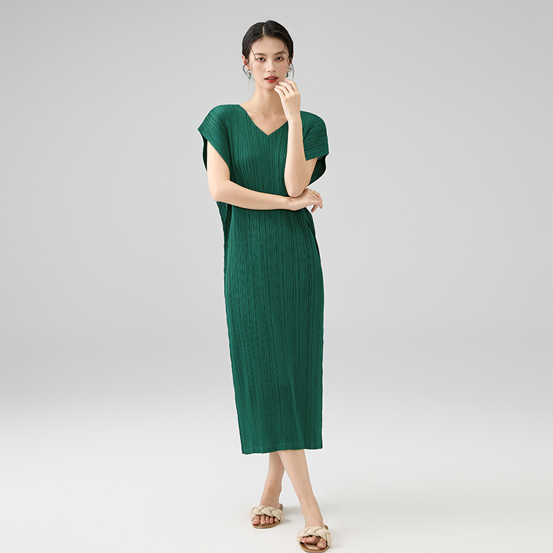 Counter quality 25 spring and summer new fashion sleeve v-neck design long loose slim double-sided dress
