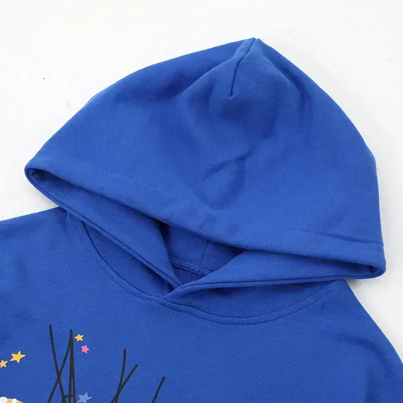 SP5 Blue Cotton Hoodie for Men and Women