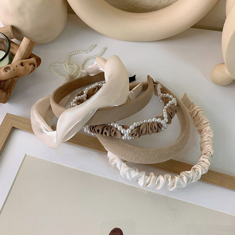 Early Autumn Earth Color Milk Tea Curry Hair Band Hair Clip Wide-brimmed Corduroy Headband Japanese and Korean Girl Hair Accessories Headwear