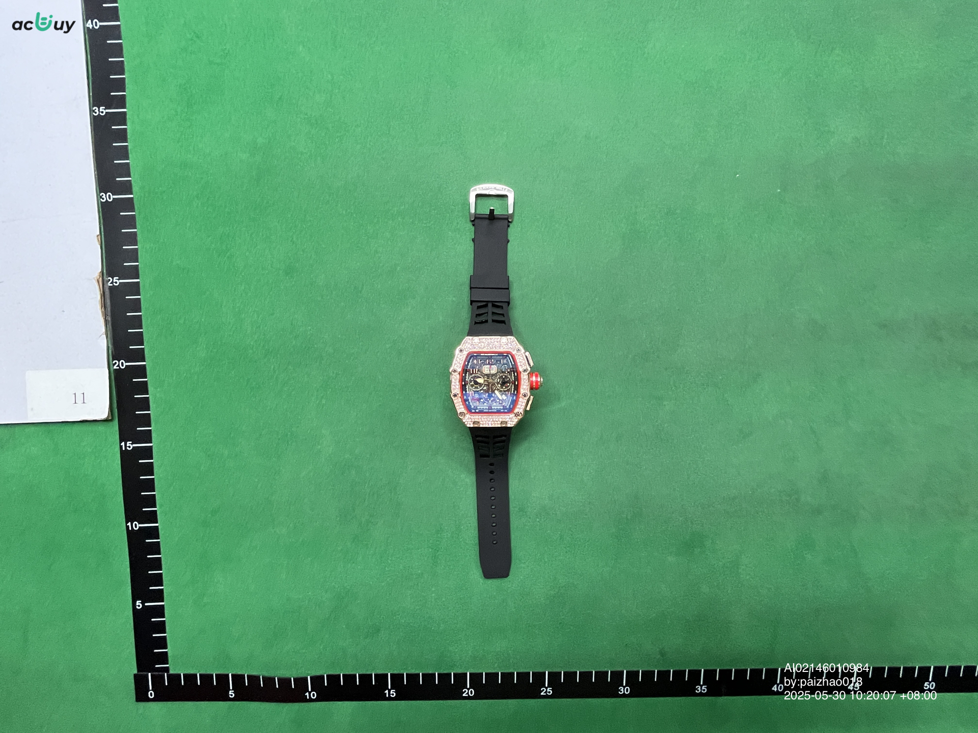Factory Direct Supply of Foreign Trade Popular European and American Diamond-Encrusted Quartz Six-Pin Running Seconds Barrel-Shaped Hollow Ghost Head Business Calendar QC