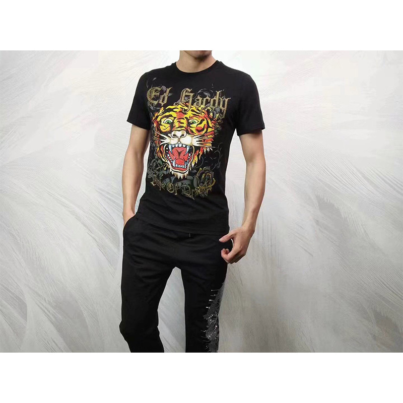 Supply ED HARDY Men's short sleeve fashion brand all-match men's T-shirt/ED round neck men's short t