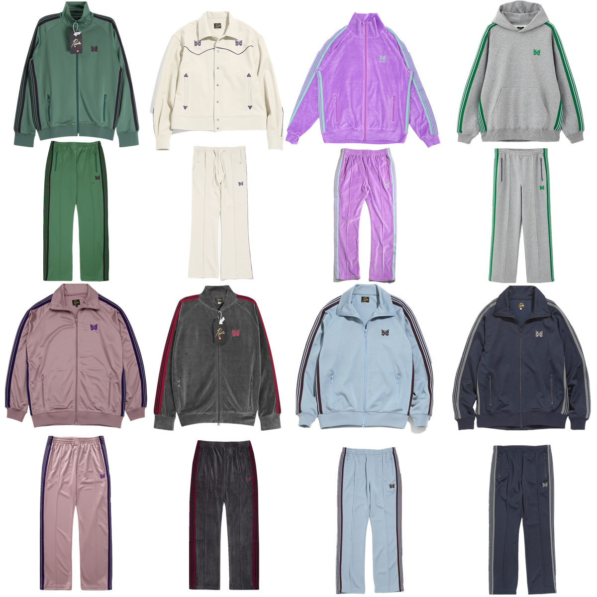 Butterfly Embroidered NEEDLES CREATES Sports suit Men's and Women's Bar Ribbon Casual Sportswear Sports Pants