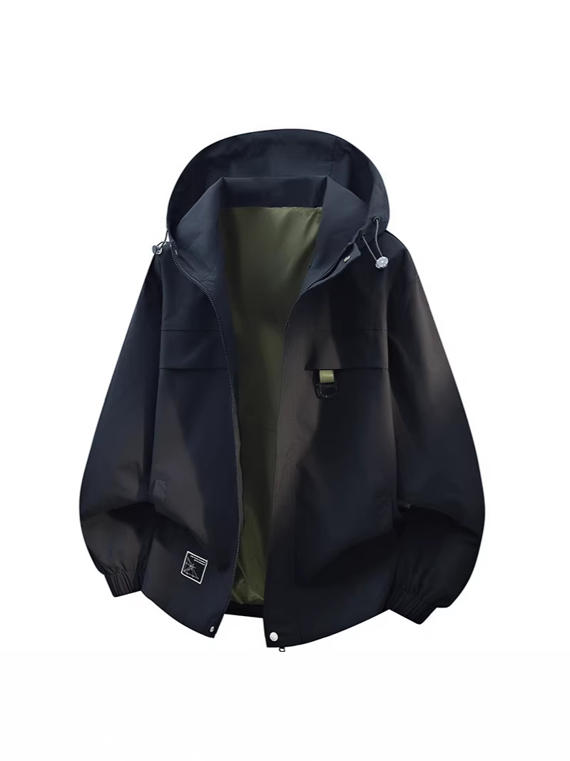 Men's Spring and Autumn New Hooded Jacket Casual Outdoor Travel Windproof Trendy Brand Work Jacket Men's Coat