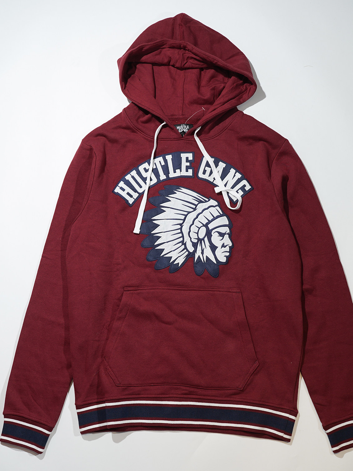 Meichao Hustle Gang Indian Street Hip-Hop Embroidered Rap Loose Long-Sleeved Fleece Hooded Sweatshirt