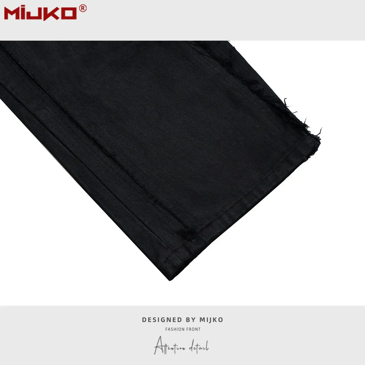 Paris Style Waxed Baggy Denim Scimitar Pants for Men and Women, Black Multi-Size Pants with Whiskers on the Side