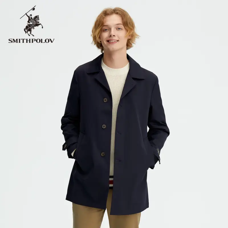 Schmidt Paul Autum New arrival Men Urban Casual Mid Length Long Length Windbreaker Lapel Windproof parka Easiest for match Outwear