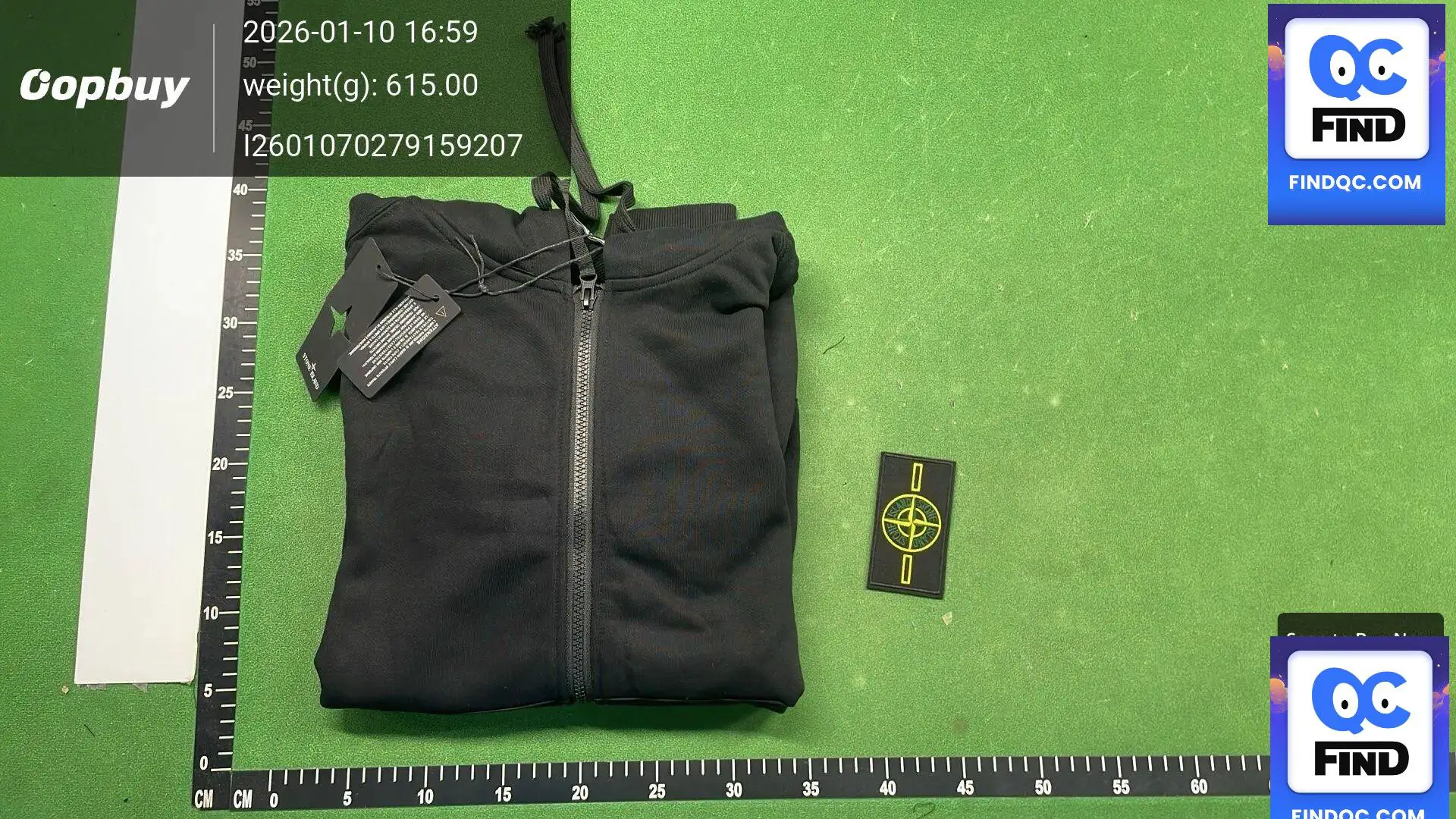 Stone Island Black Zip Hoodie