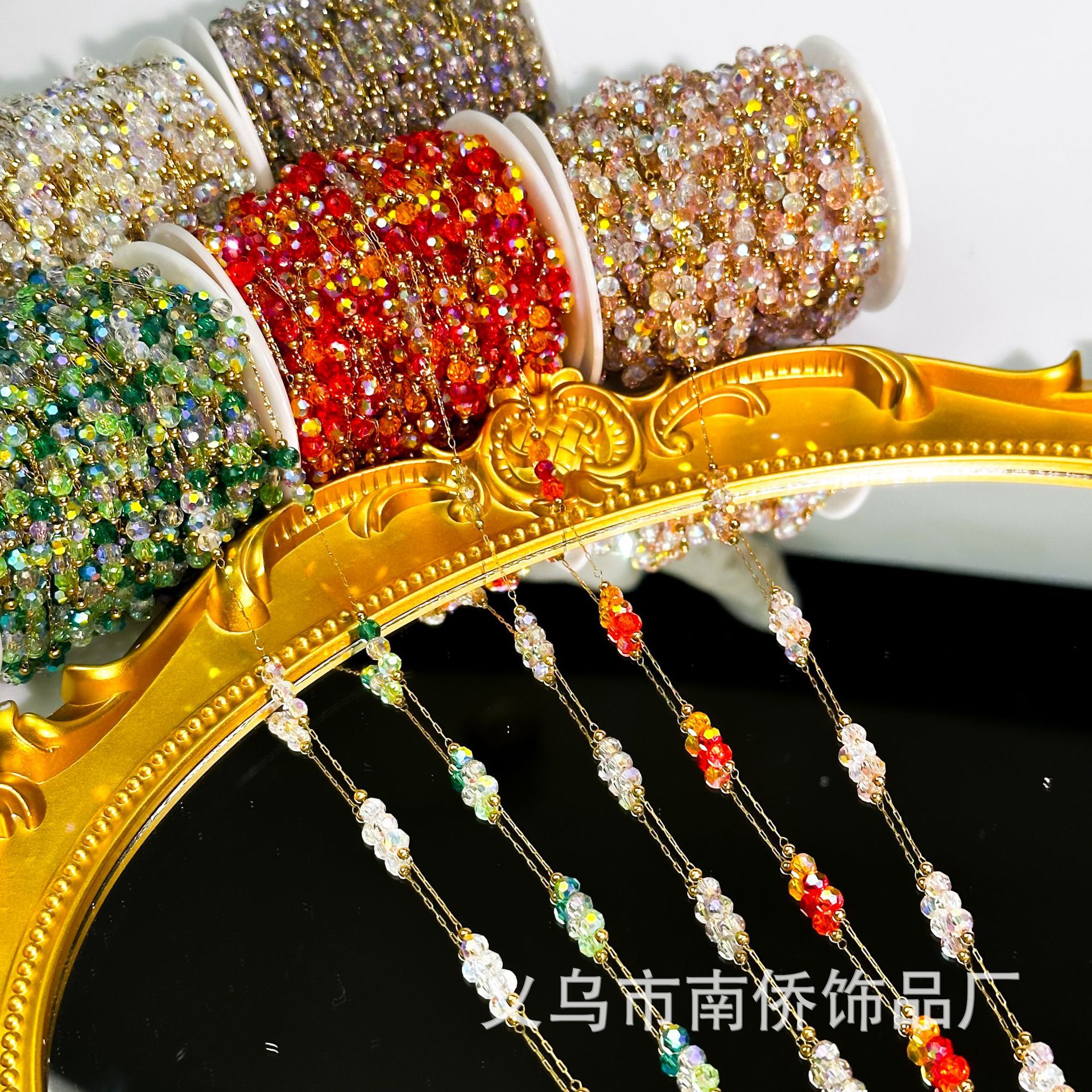 DIY Chain Stainless Steel Plated Real Gold Fantasy Crystal Chain Tassel Jewelry Necklace Bracelet Material Clothing Accessories