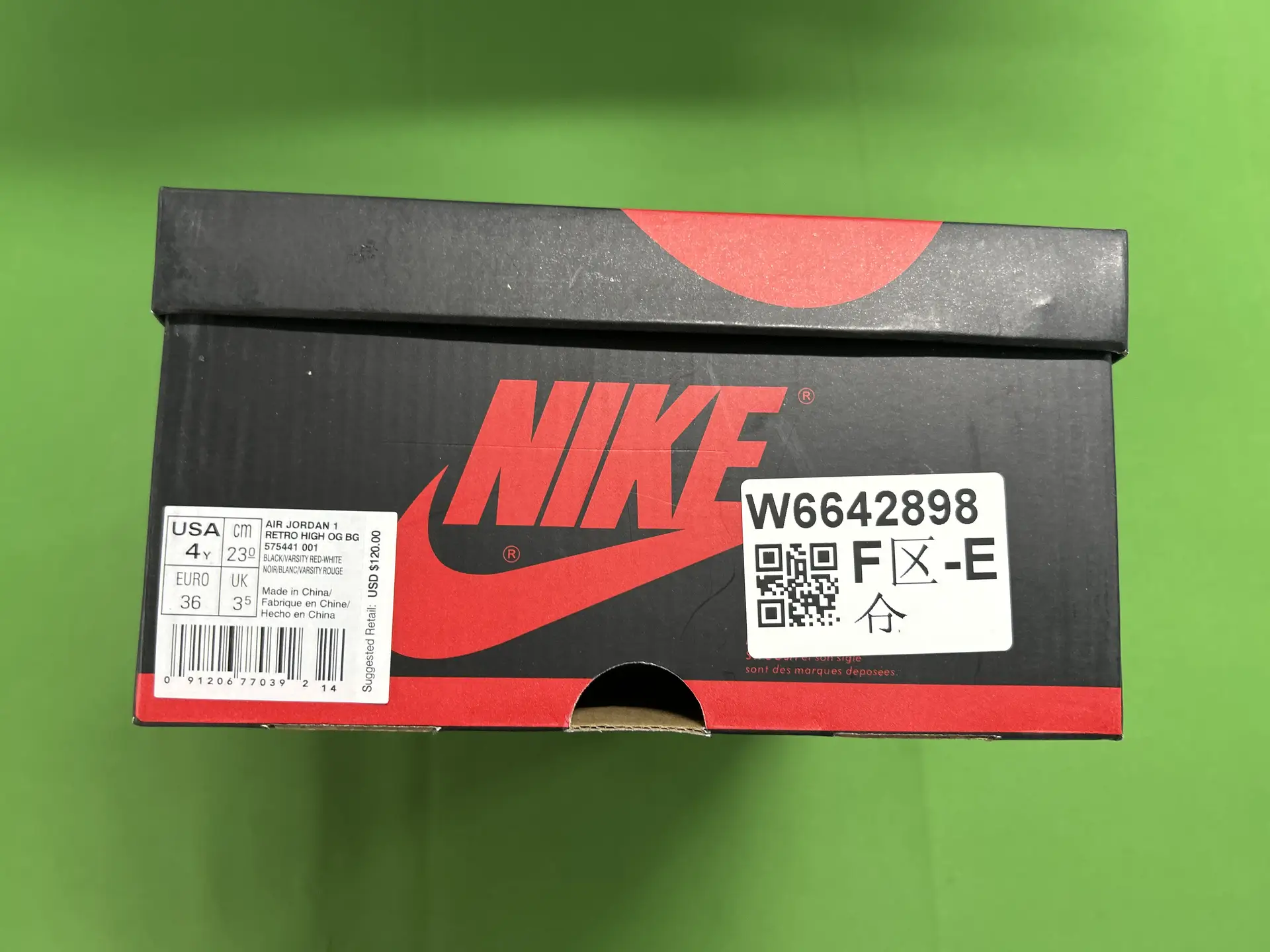 Nike Air Jordan 1 Retro High OG BG Black/Varsity Red-White