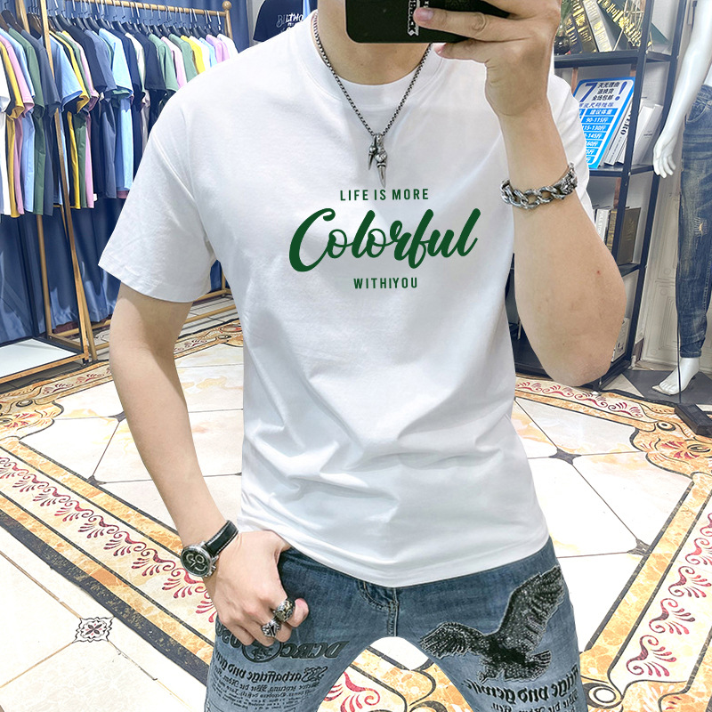 Men's T-shirt Short-sleeved Letter Printed Top Men's T-shirt Slim-fit Slimming Casual Breathable Men's T-shirt Summer New