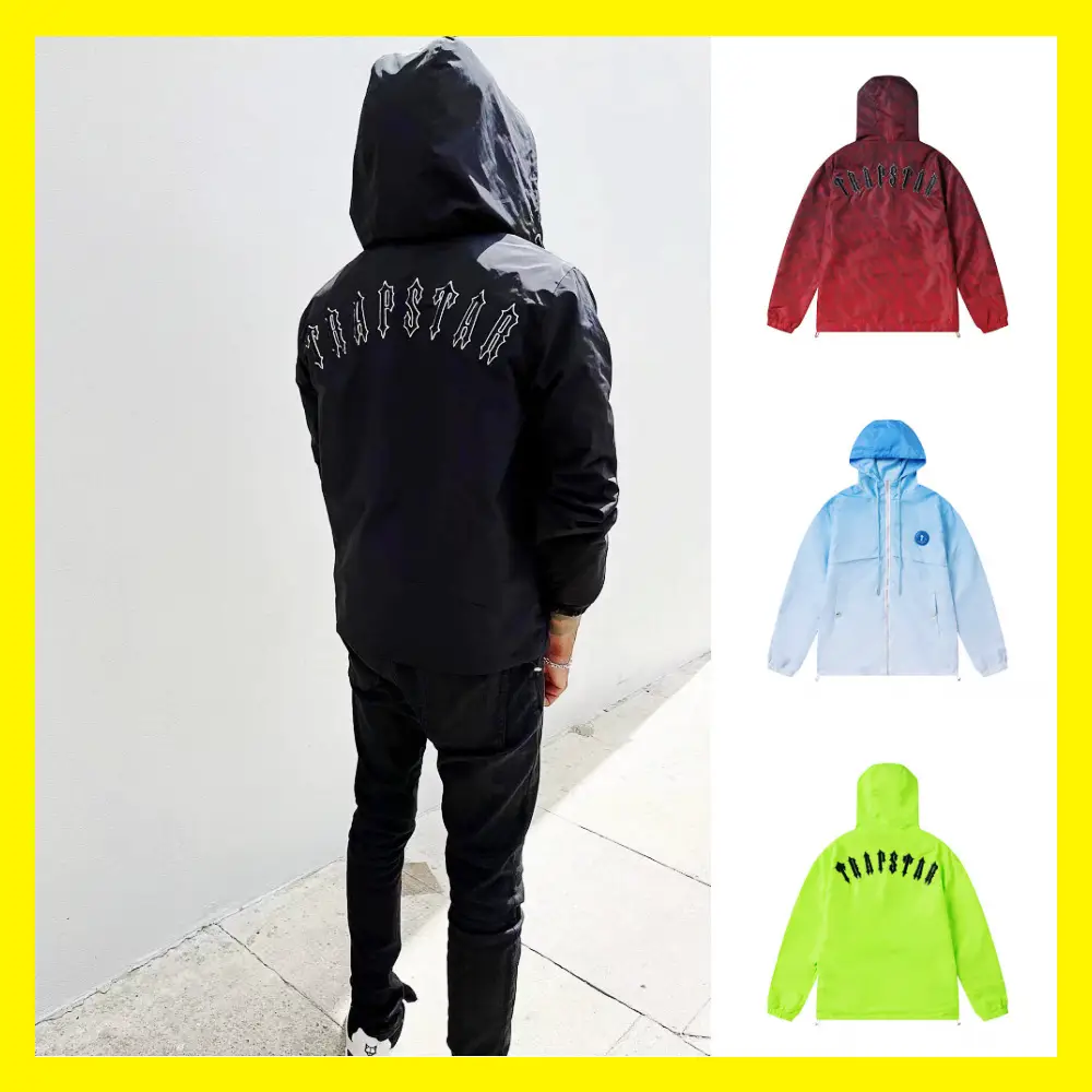 trapstar Gradient Blue Embroidered Logo Outdoor Stormtrooper Lovers Windproof Tooling Jacket Hooded Jacket