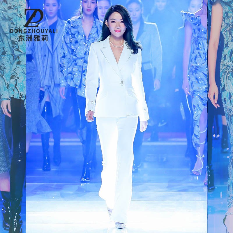 Temperament Professional Work Clothing Women's Clothing 2024 Spring & Fall Catwalk Star Same Style White Suit Suit Jacket High Waist Pants