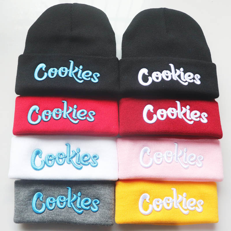 New Letter Cookies Embroidered Knitted Hat Wool Hat Pullover Warm Cold Hat for Men and Women Autumn and Winter Foreign Trade Hat