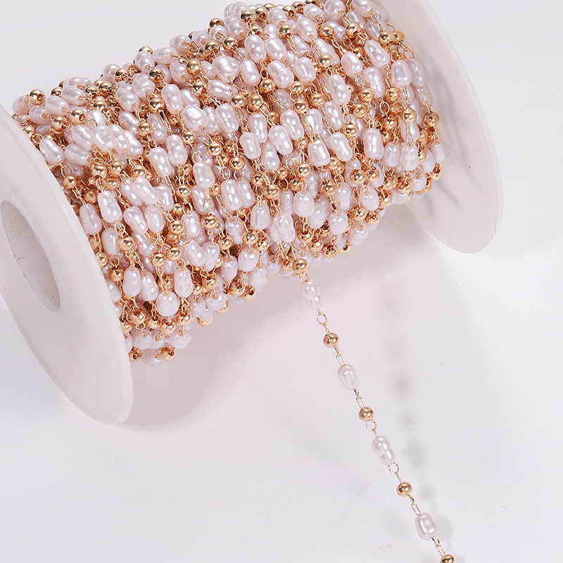 DIY Chain Special-Shaped Asymmetrical Pearl Chain Clip Copper Bead Hair Accessories Material Tassel Han Costume Accessories