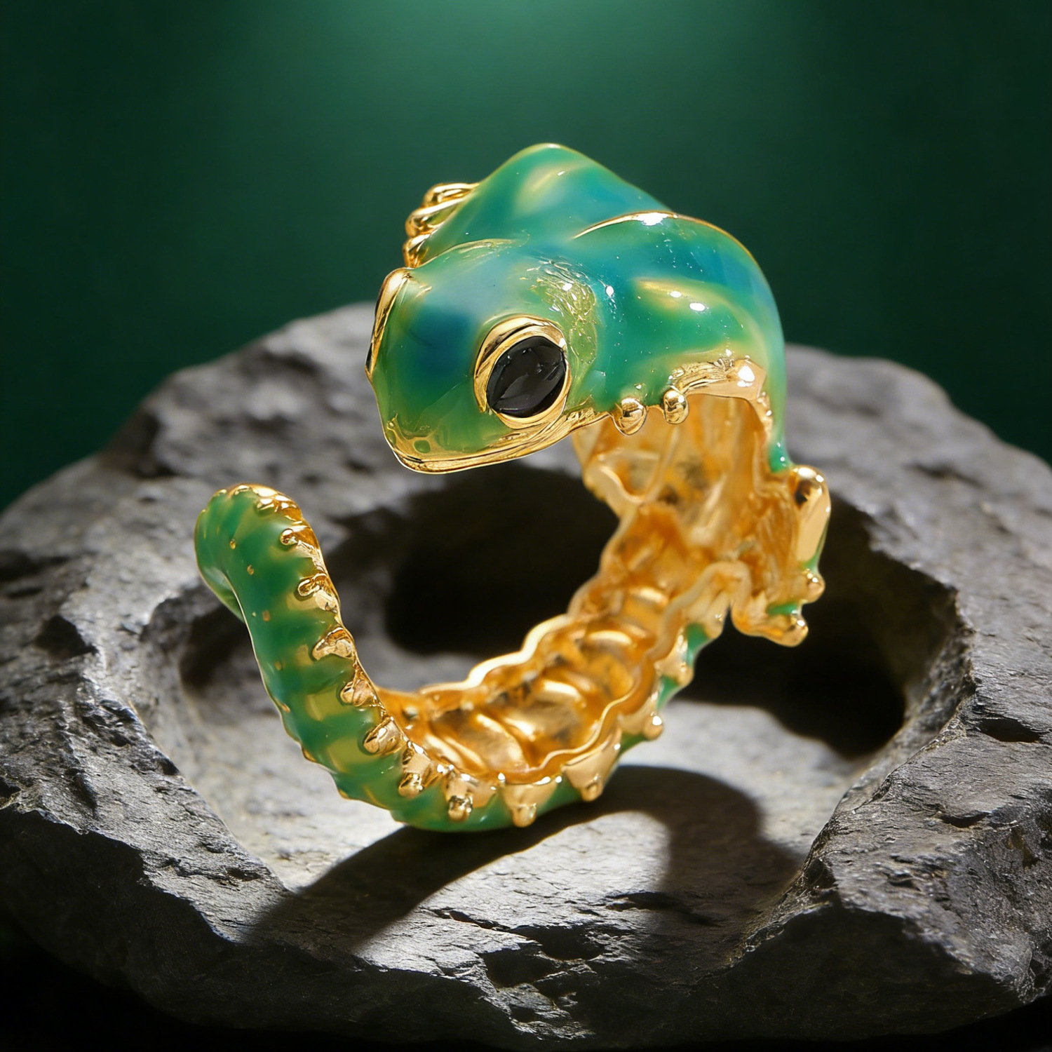 Gothic Lizard Ring Cross-Border Hot Selling European and American Ins Cute Animal Hip-Hop Open Thai Silver Adjustable Ring