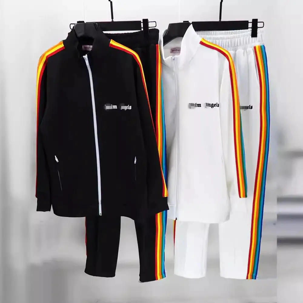 Color blocking sports suit men and women loose casual couple high street suit tide-TOP