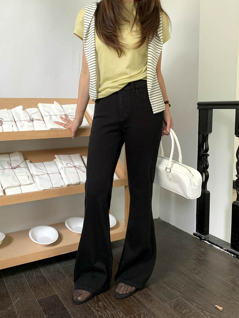 Clothing Paradise Four-Sided Tencel Soft Glutinous Slim Look Slimmer Jeans Women's Black All-Match Slim Slim Look Horseshoe Pants