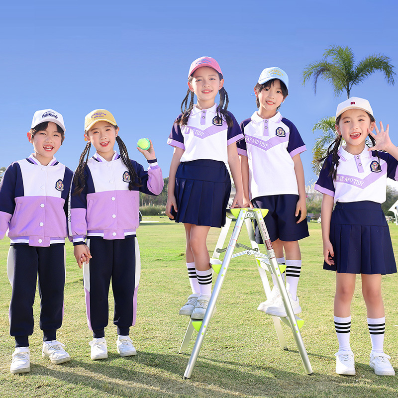 School Uniform for Primary and Secondary School Students Spring and Summer New Kindergarten Garden Uniform for Children English Style Baseball Uniform for suit Grade One Class Uniform