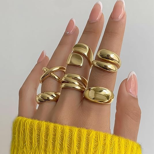 European and American Cross-Border Hot Selling Women's Ins Ring Electroplating 18K Gold Environmentally Friendly Alloy Stackable Thumb Ring Wholesale