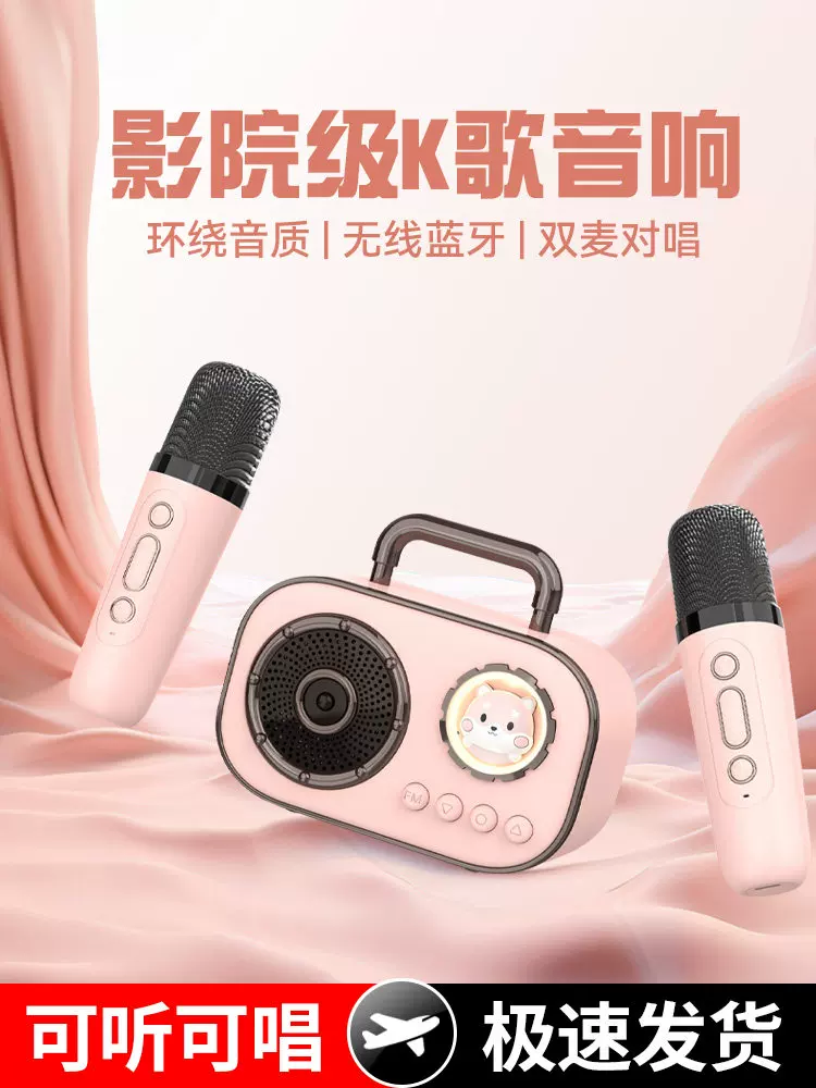 Microphone and Speaker Integrated Microphone for Home Karaoke, Small Home Ktv Amplifier, Birthday Gift 1307t