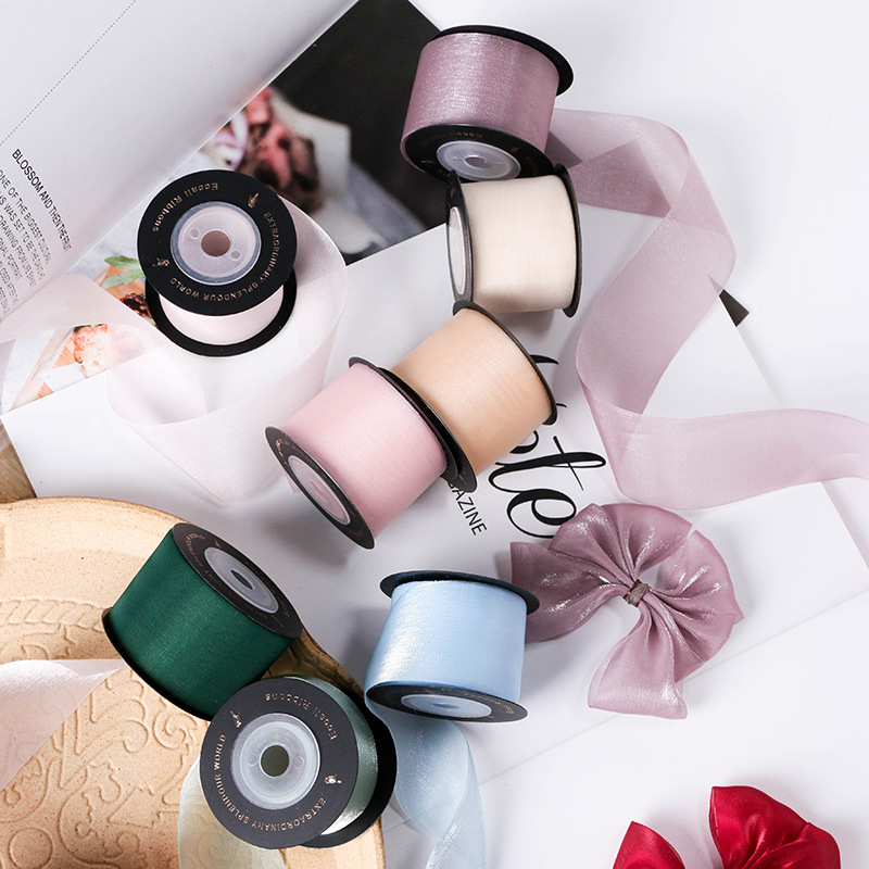 New Japanese and Korean Style Transparent Straight Cut Snow Yarn Belt Bouquet Gift Wrapping Ribbon Cake Decoration Rainbow Streaming Hair Accessories Color