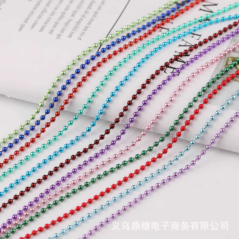 DIY jewelry accessories 2.4mm bead chain electric chant color tag chain iron pendant chain jewelry chain beaded material