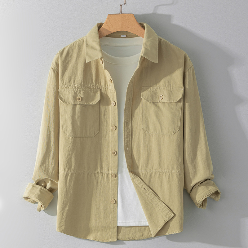 2026 Spring and Autumn New Cotton Long-Sleeve Shirt for Men, Casual Workwear Shirt, Men's Jacket, Trendy Autumn Top