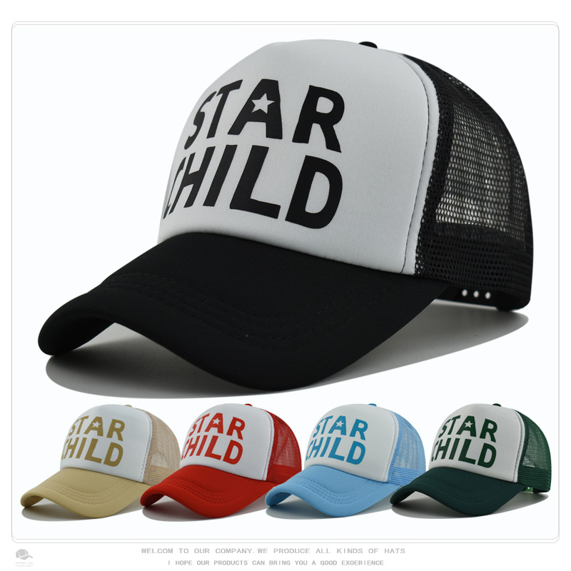 Cross-Border Hat Star Child Letter Baseball Cap Men's Fashion Printed Mesh Cap Fashion Outdoor Trucker Hat