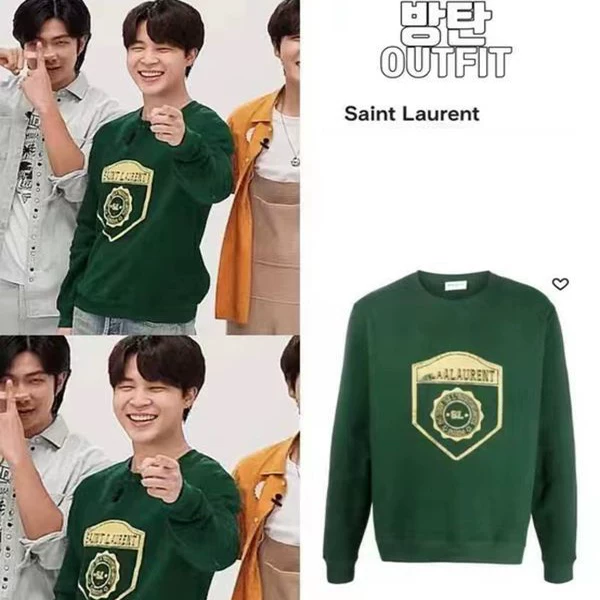 Fashion Trend Park Ji Min Same Style SL Printed Short Sleeve TEE T-shirt Round Neck Thick Cotton T Long Sleeve Men and Women