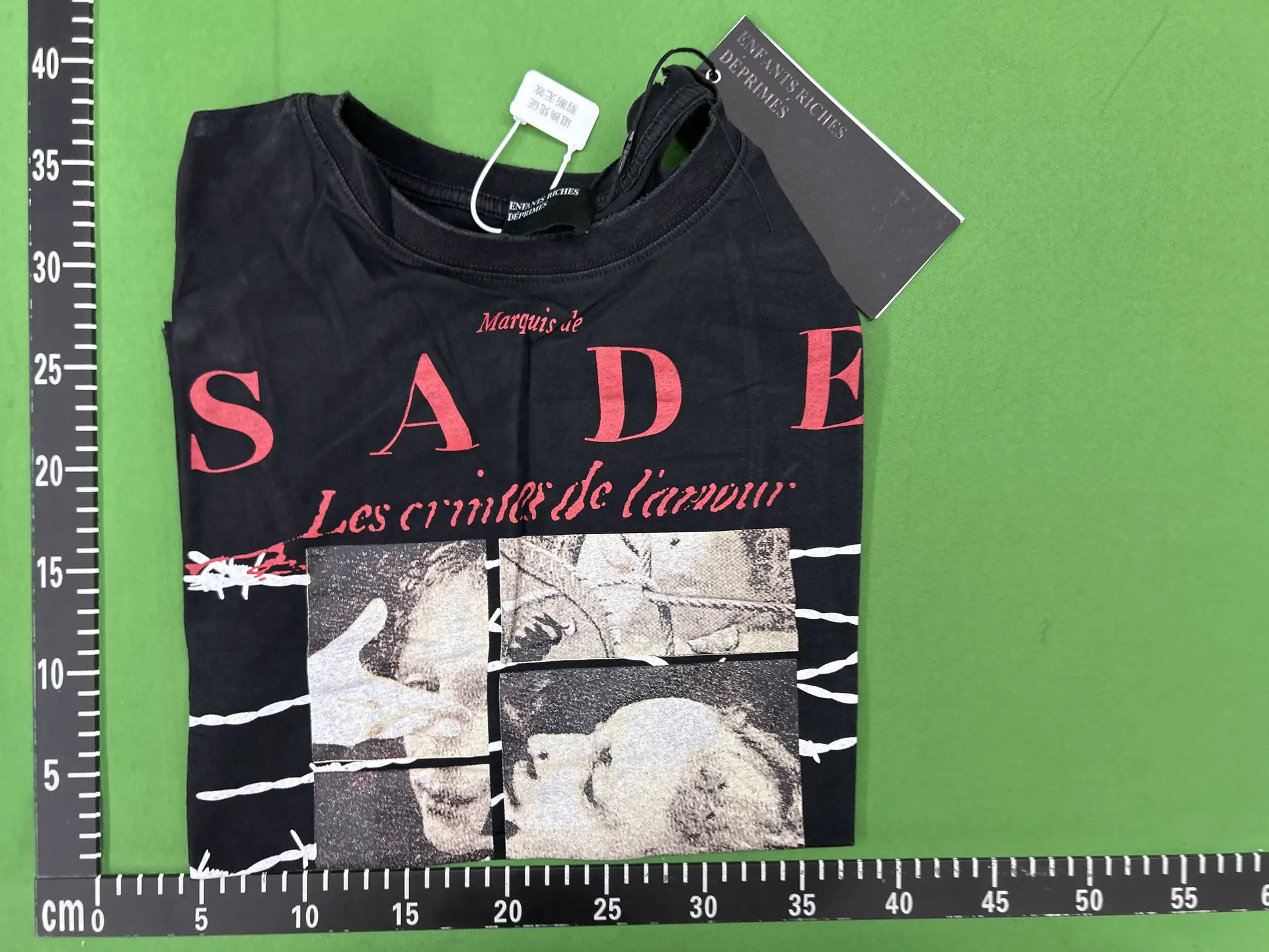Enfants Riches Deprimes (Rich Children with Depression) Distressed Washed Slogan Short-Sleeve T-Shirt for Men