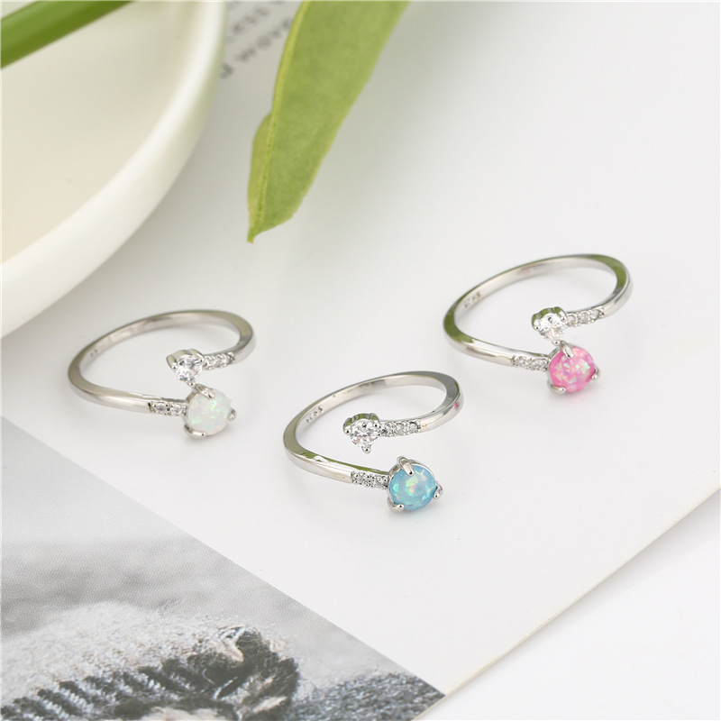 Cross-border personality opening ring South Korea fashion girl ring simple small fresh inlaid zircon adjustable hand jewelry