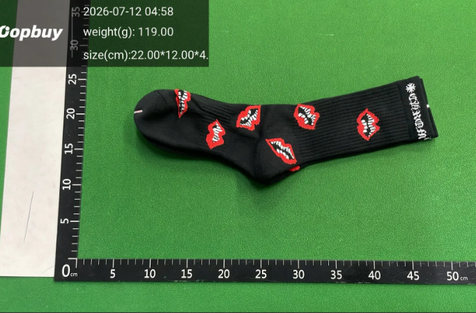 Chrome Hearts Lips Print Socks QC 写真 WEIDIAN Qualit.ly