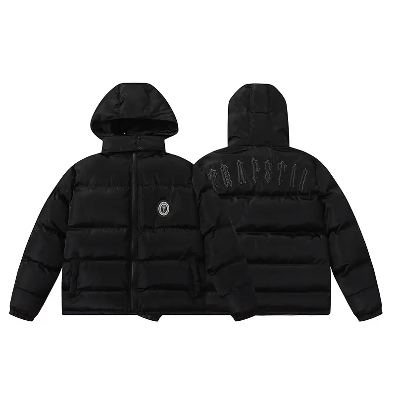 Cross-border foreign trade trapstar couple's cotton-padded jacket retro stand collar simple letter small logo embroidery cotton jacket coat