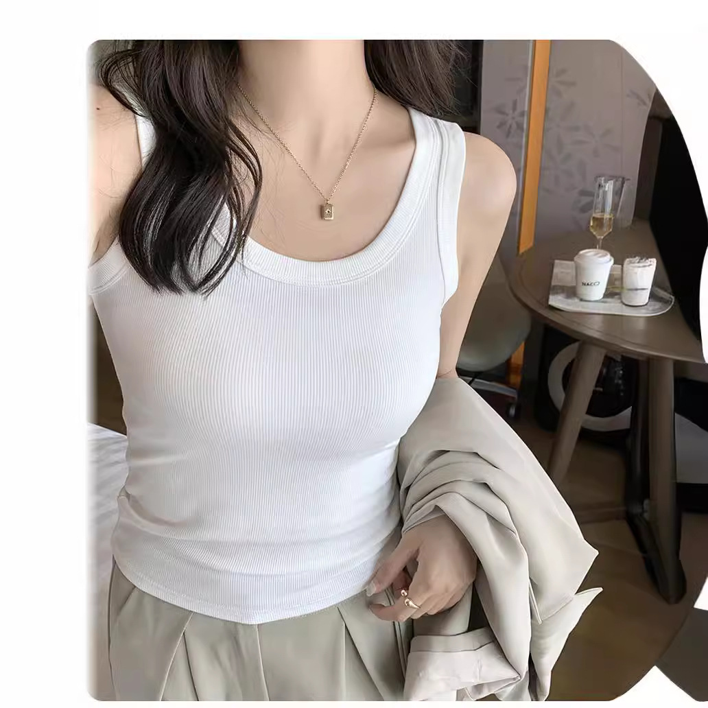 rayon thread small camisole short navel exposed regular women wear outside wear inside sports small shirt women's wholesale