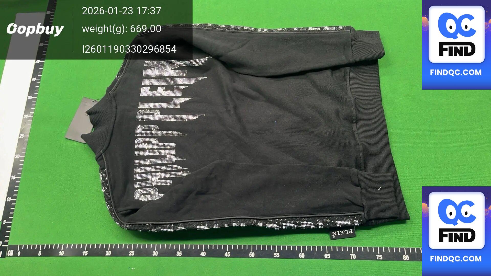 Philipp Plein Men's Black Rhinestone Letter Zipper Jacket — QC-foto 2