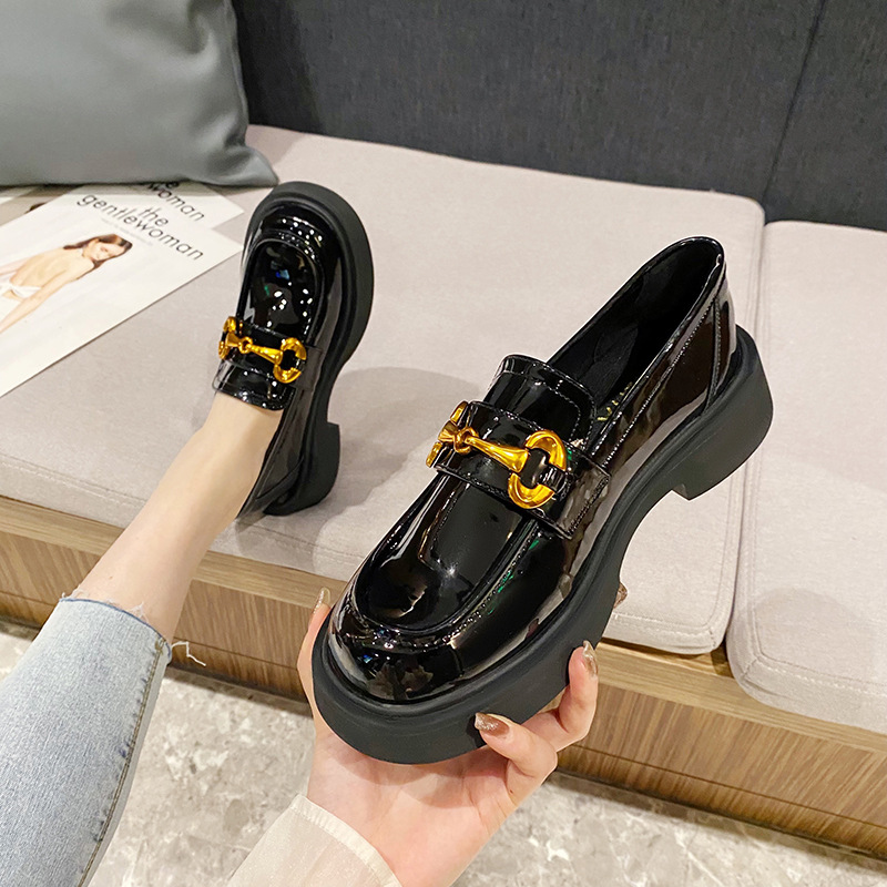 Small leather shoes women's British style 2025 autumn new women's shoes autumn Joker single-layer shoes thick-soled loafers 750-23
