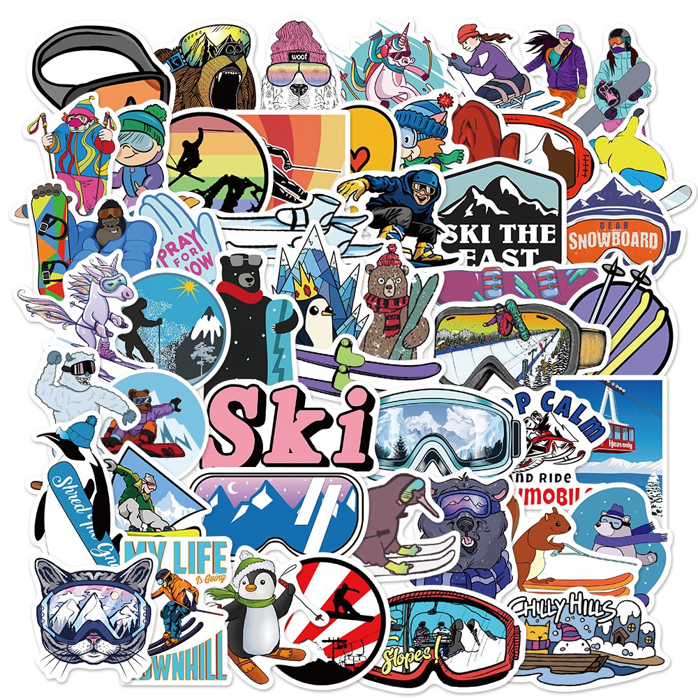 50 single double board SKI graffiti stickers outdoor adventure sports SKI goggles stationery decorative stickers waterproof