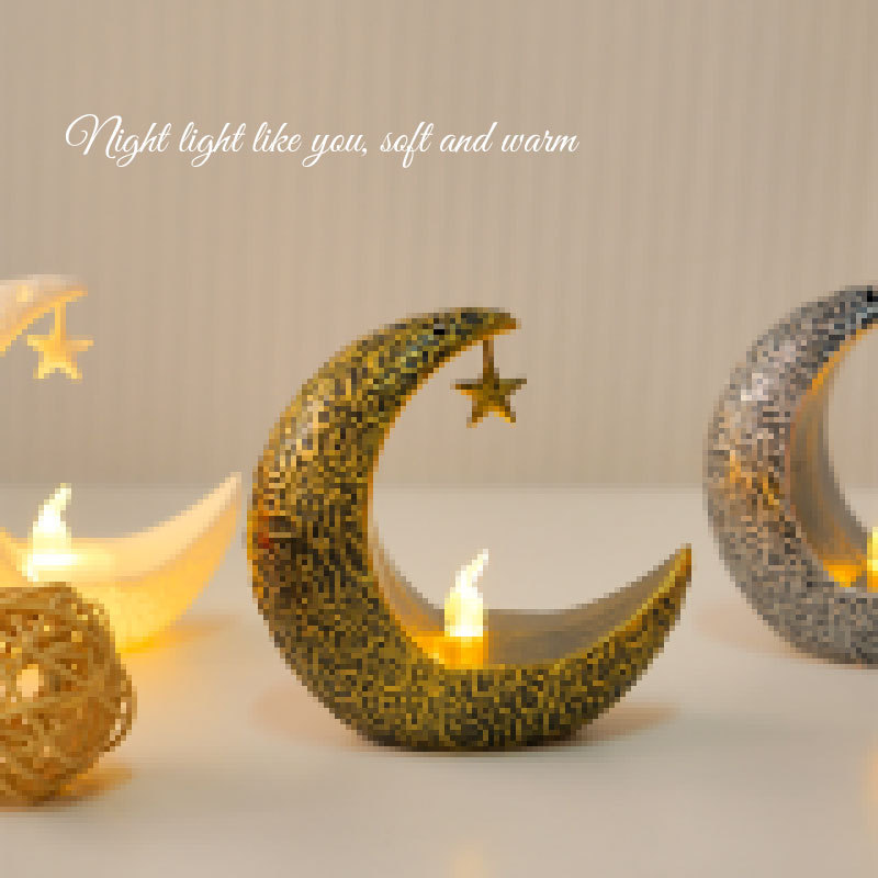 Cross-border new star moon candlestick electronic candle lamp holiday party decoration atmosphere wind lamp layout site small ornaments